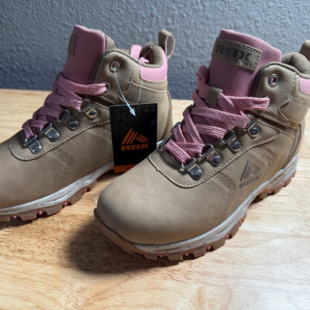 NWT RBX Brown and Pink Women’s sz 6 Waterproof Hiking Boots